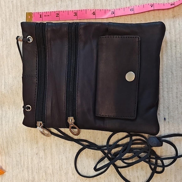 New Black Soft Leather Purse cross body Shoulder Bag Travel Wallet price firm - Picture 2 of 8